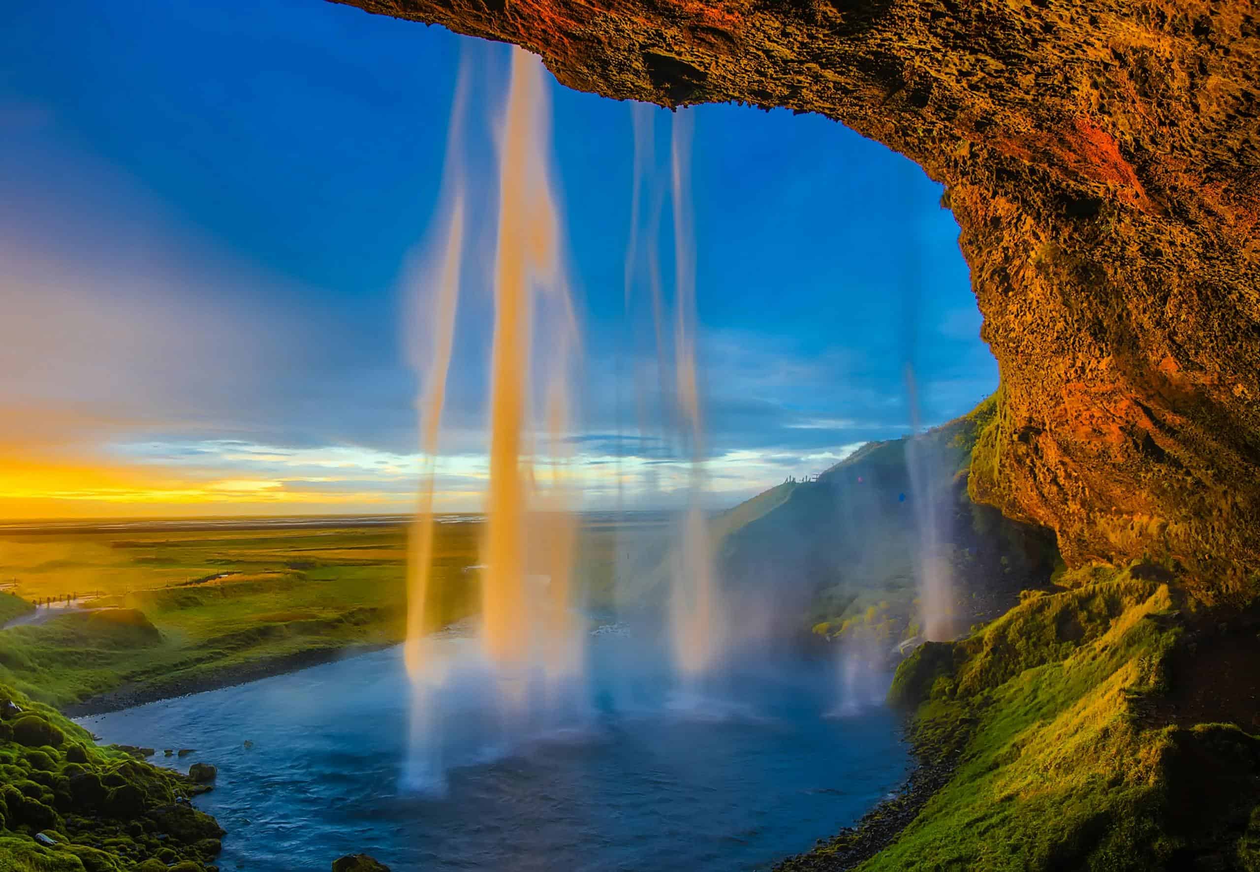 Brown Rocky Mountain With Waterfalls