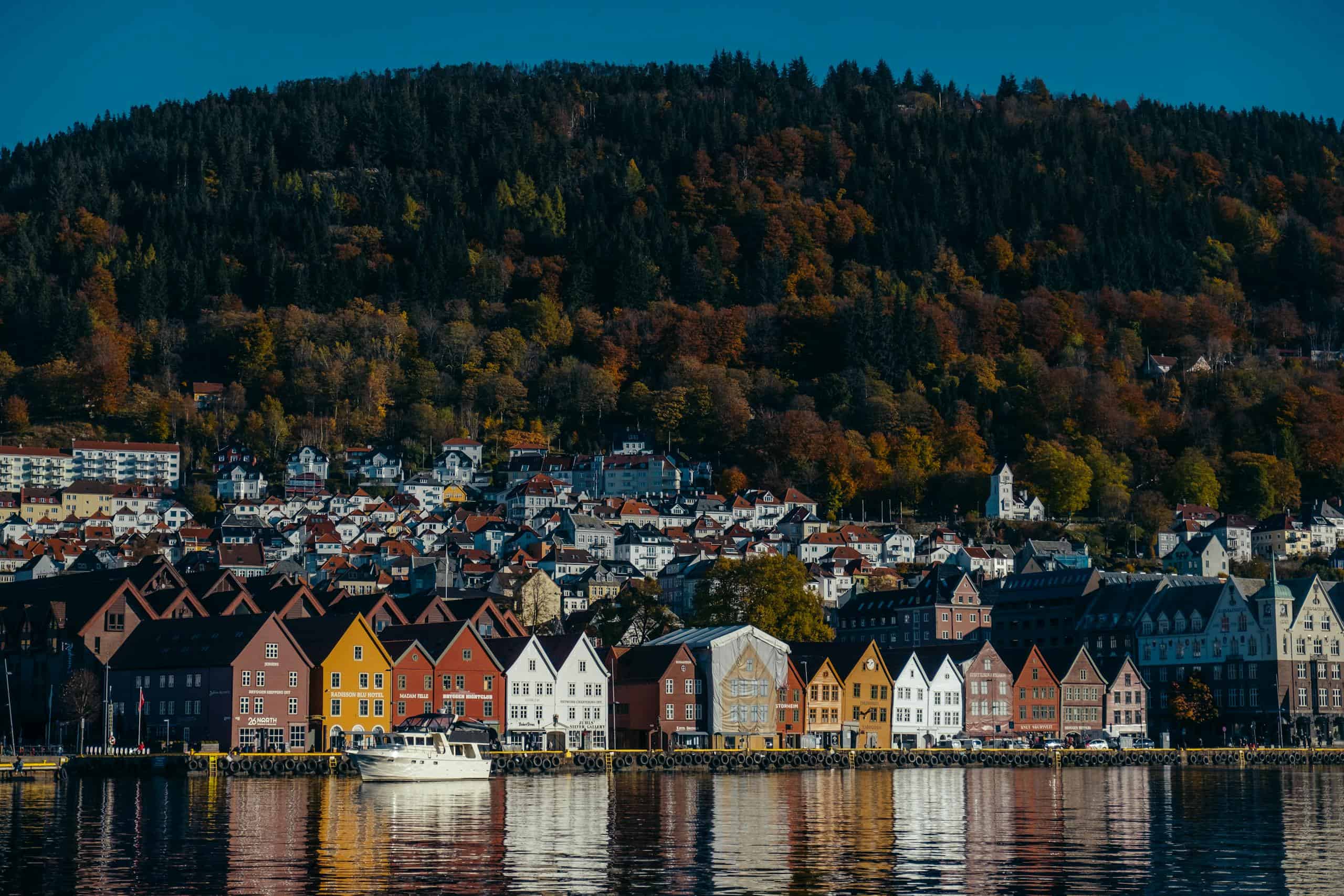 Waterfront with Houses Reflecting in the Lake